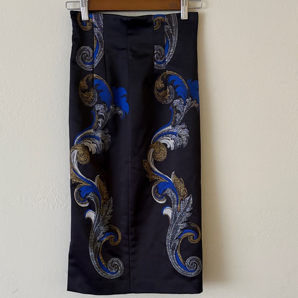 Versace Blue and Gold Baroque Scrolls